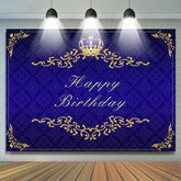 Lofaris Gorgeous Navy Blue and Golden Crown Birthday Backdrop